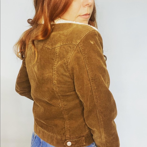 ‘01 Vintage Sherpa Lined Denim Trucker Corderoy Jacket S - Picture 2 of 11